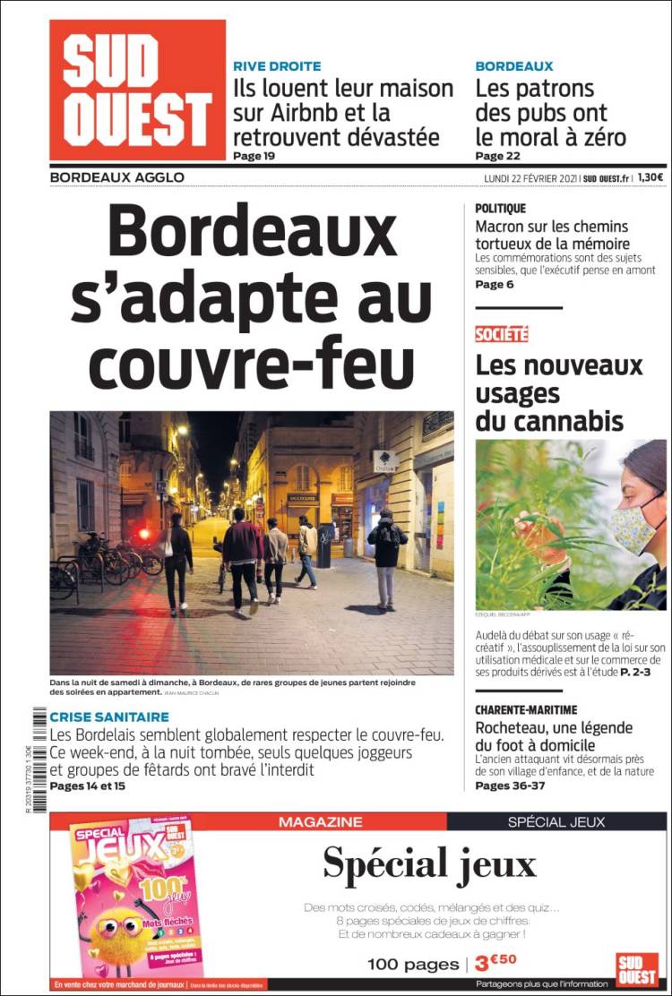 Portada de Sud Ouest (Francia)