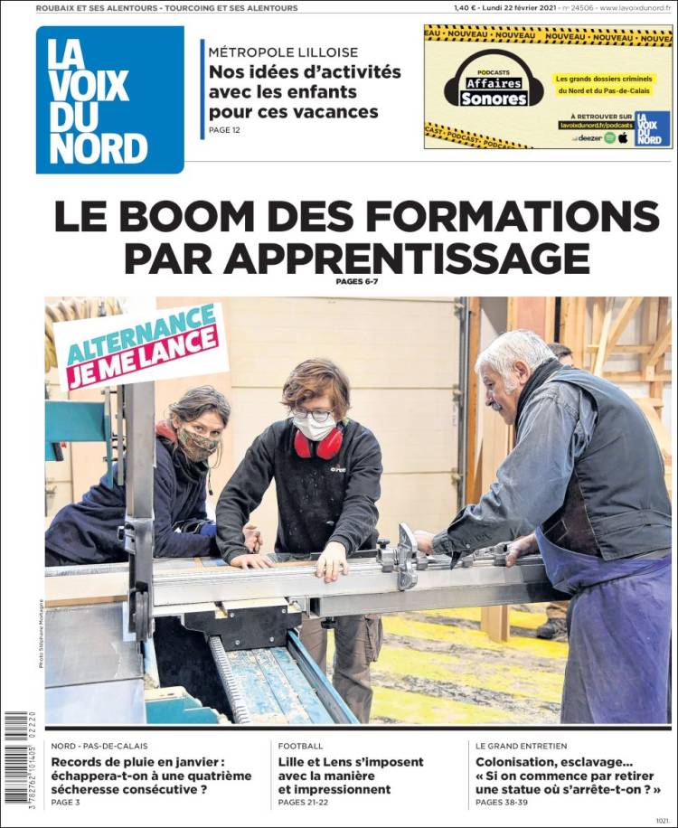 Portada de La Voix du Nord (Francia)