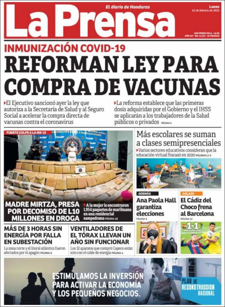 Portada de La Prensa (Honduras)