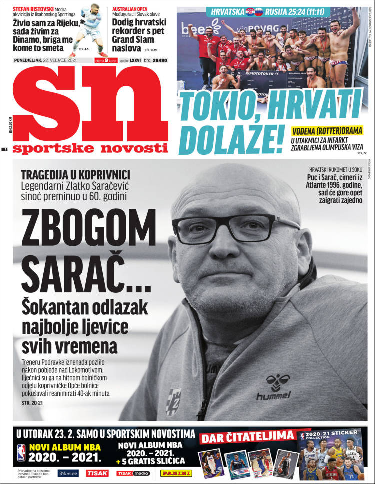Portada de Sportske Novosti (Croacia)