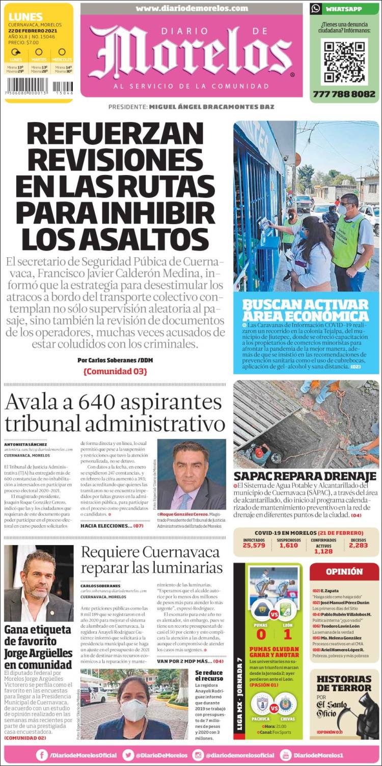 Portada de Diario de Morelos (México)