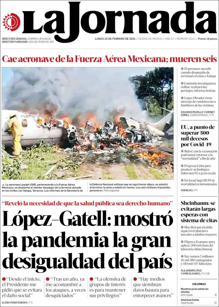 Portada de La Jornada (México)