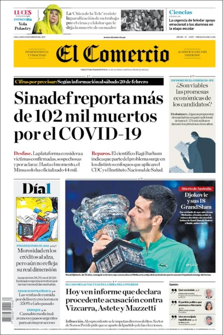 Portada de El Comercio (Perú)