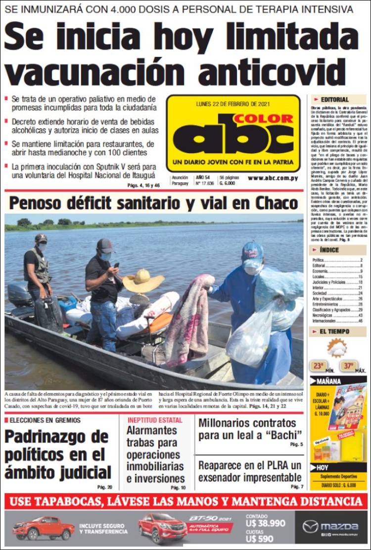 Portada de ABC Color (Paraguay)