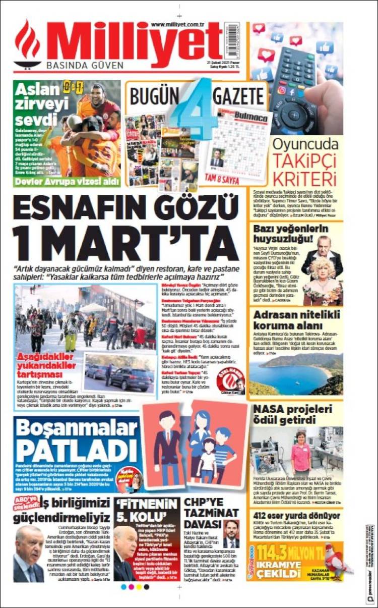 Portada de Milliyet (Turqu&iacute;a)