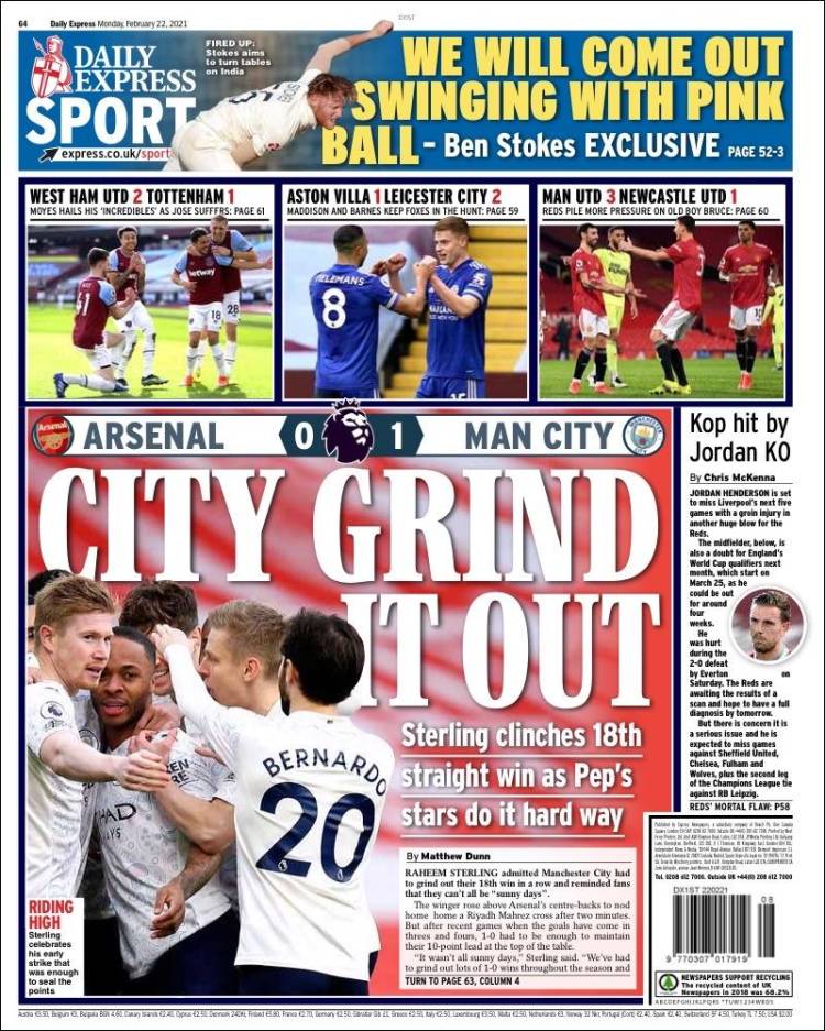 Portada de Express Sport (Reino Unido)