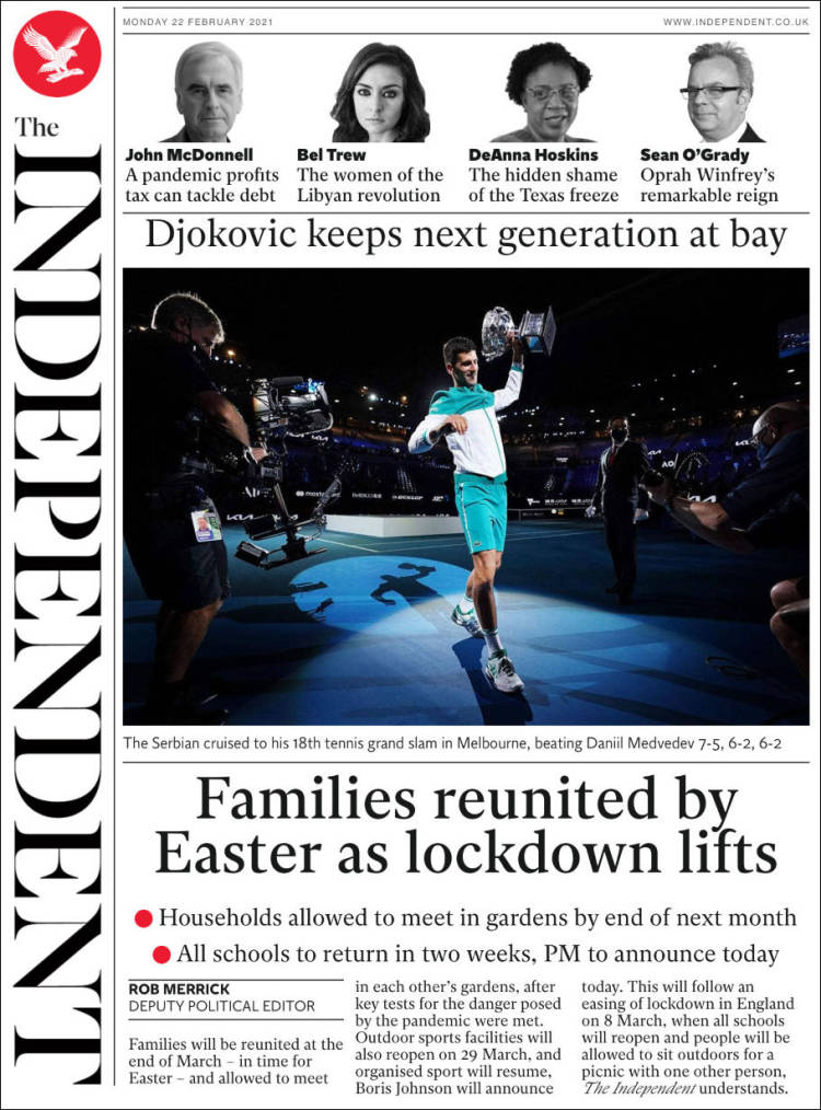 Portada de The Independent (Reino Unido)