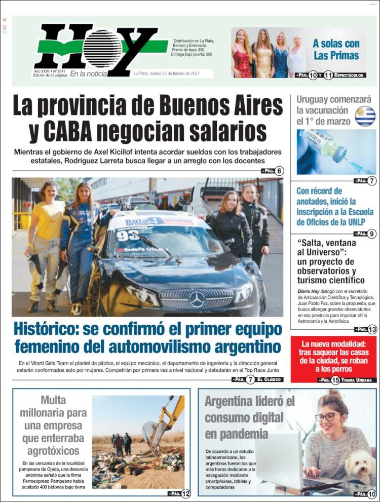 Portada de Diario Hoy (Argentina)