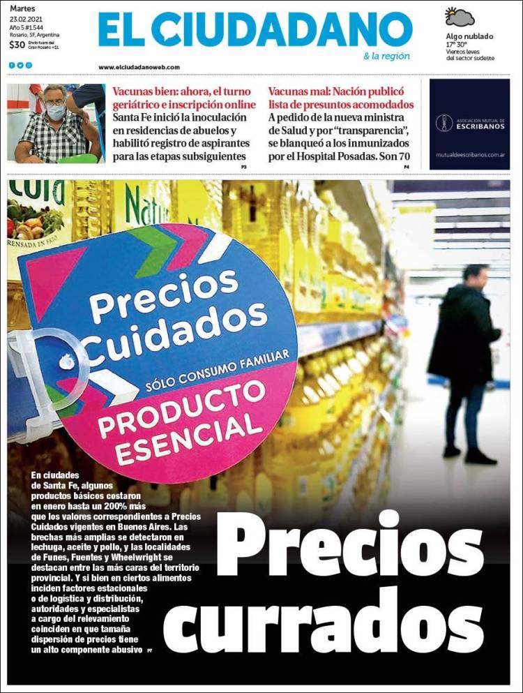 Portada de Diario El Ciudadano (Argentina)