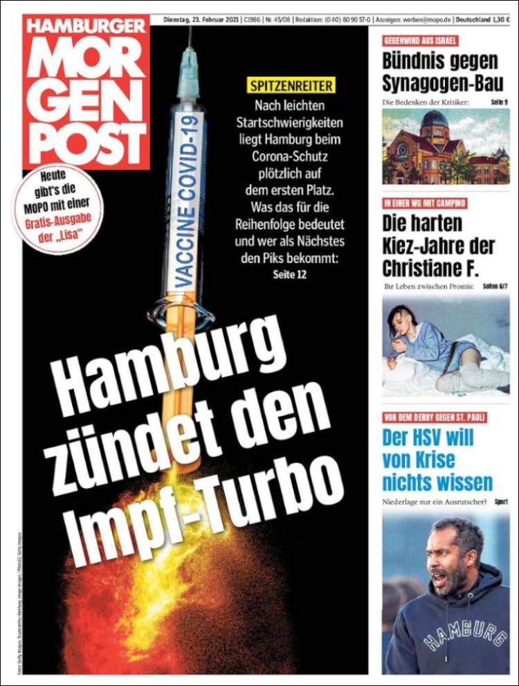 Portada de Hamburger Morgenpost  (Alemania)