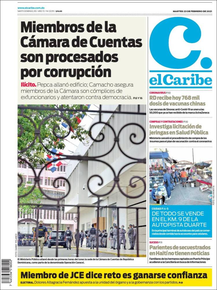 Portada de El Caribe (R. Dominicana)