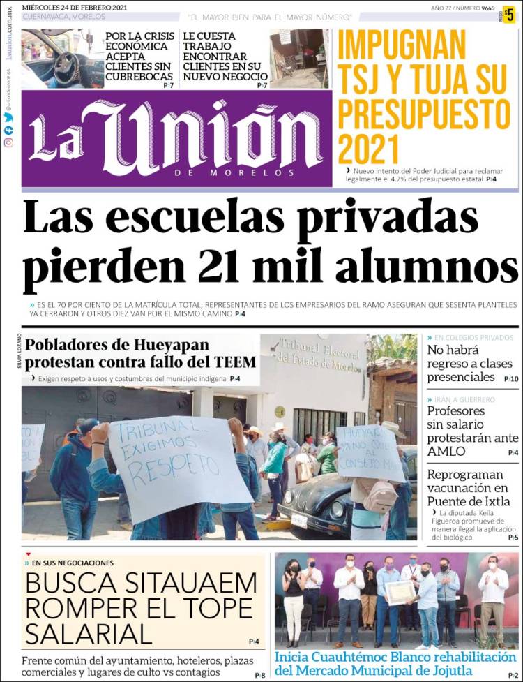 Portada de La Unión de Morelos (México)