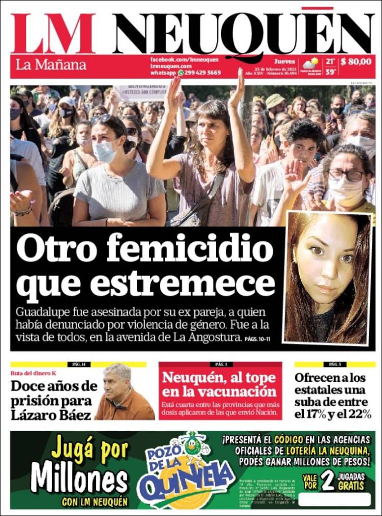 Portada de La Mañanade Neuquén (Argentina)