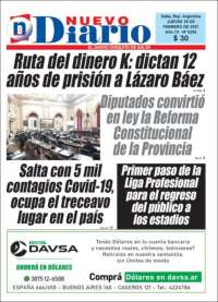 Portada de Nuevo Diario de Salta (Argentina)