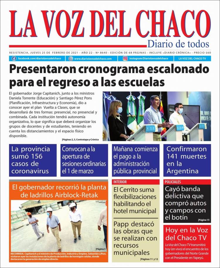 Portada de La Voz del Chaco (Argentina)