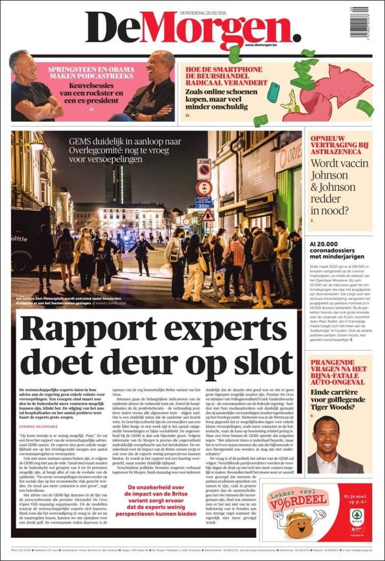 Portada de De Morgen (B&eacute;lgica)