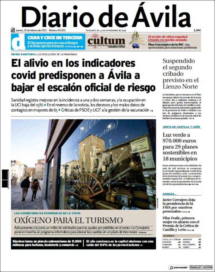 Portada de Diario de Ávila (España)