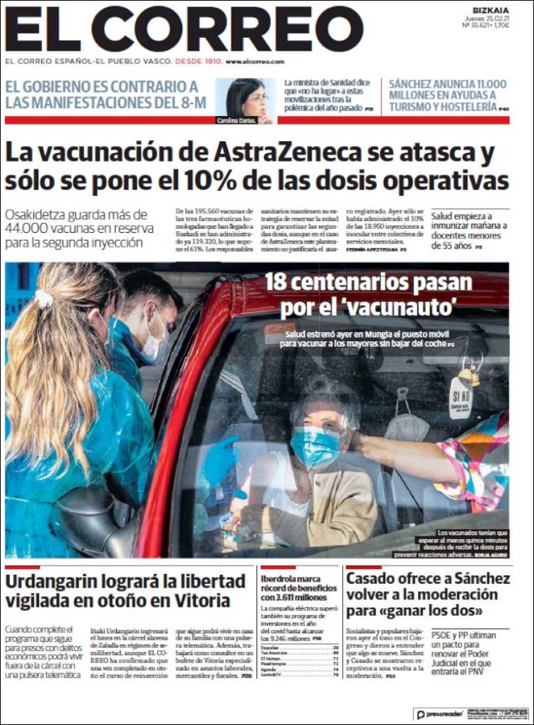 Portada de El Correo (España)