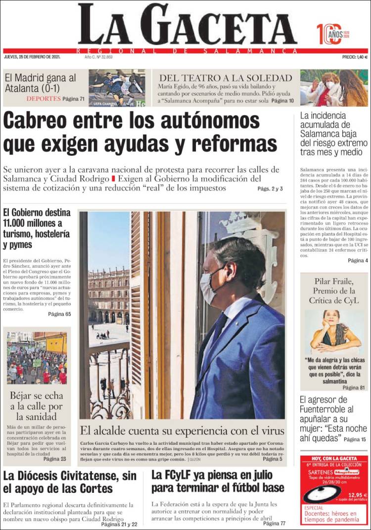 Portada de La Gaceta de Salamanca (España)