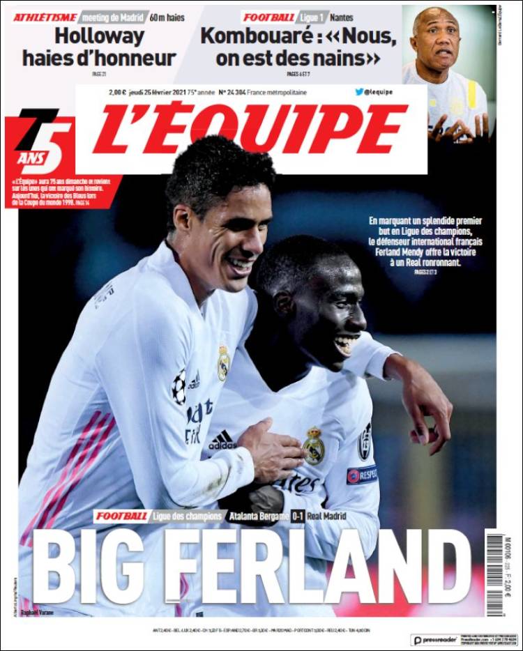 Portada de L'Equipe (Francia)