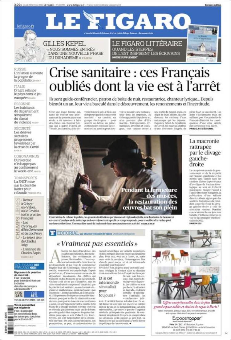 Portada de Le Figaro (Francia)