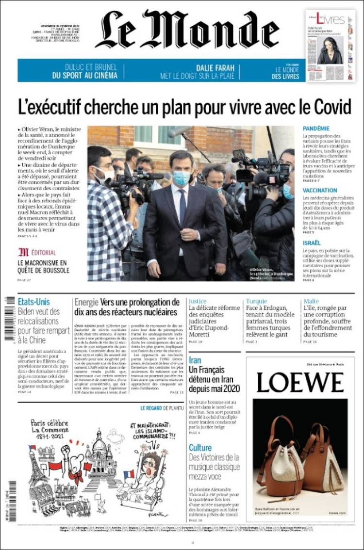 Portada de Le Monde (France)