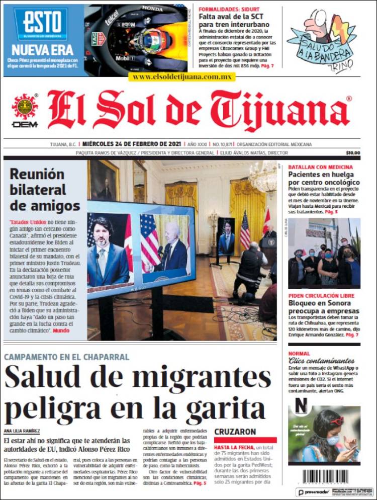 Portada de El Sol de Tijuana (México)