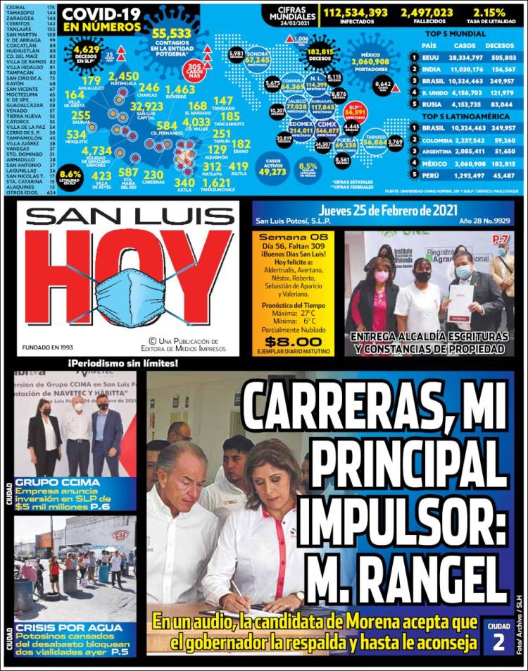 Portada de San Luis Hoy (México)