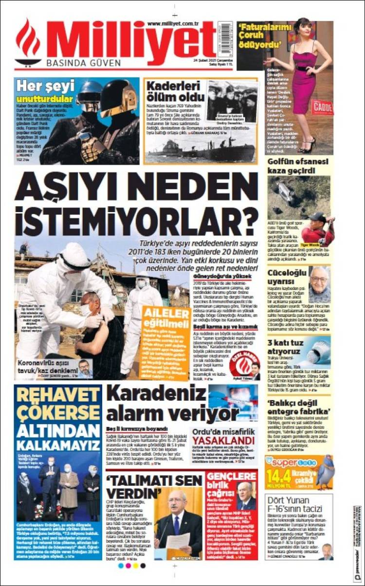 Portada de Milliyet (Turqu&iacute;a)