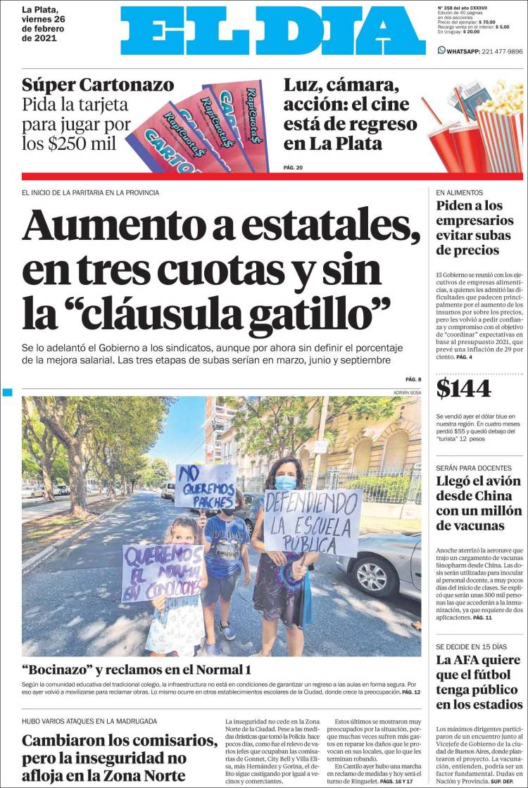 Portada de El Día de la Plata (Argentina)