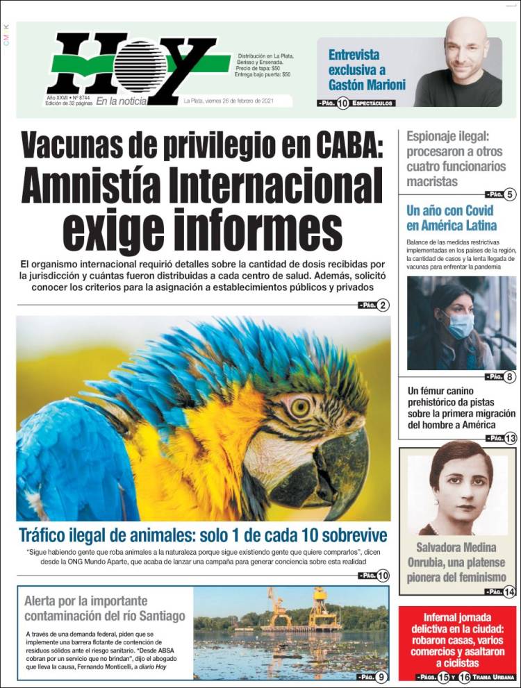 Portada de Diario Hoy (Argentina)