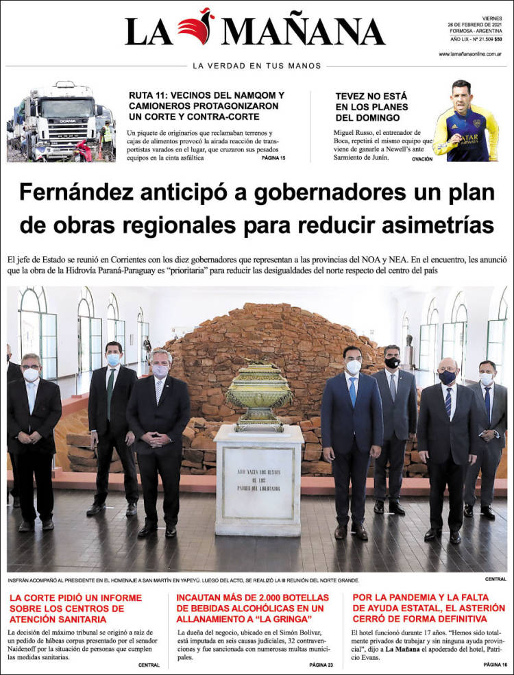 Portada de Diario La Mañana (Argentina)