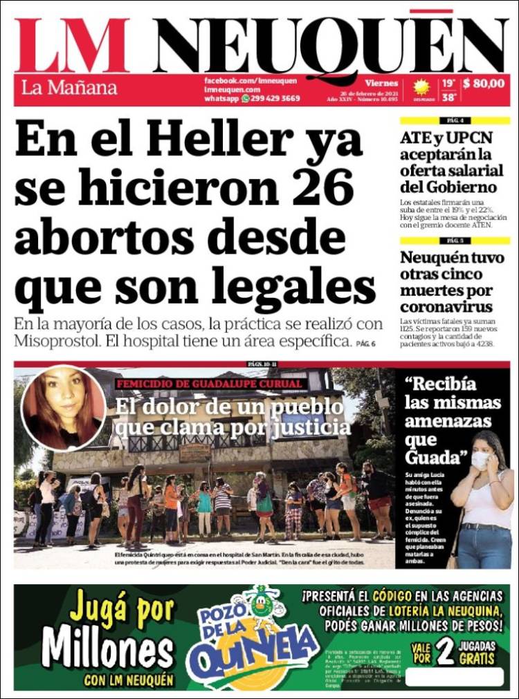 Portada de La Mañanade Neuquén (Argentina)