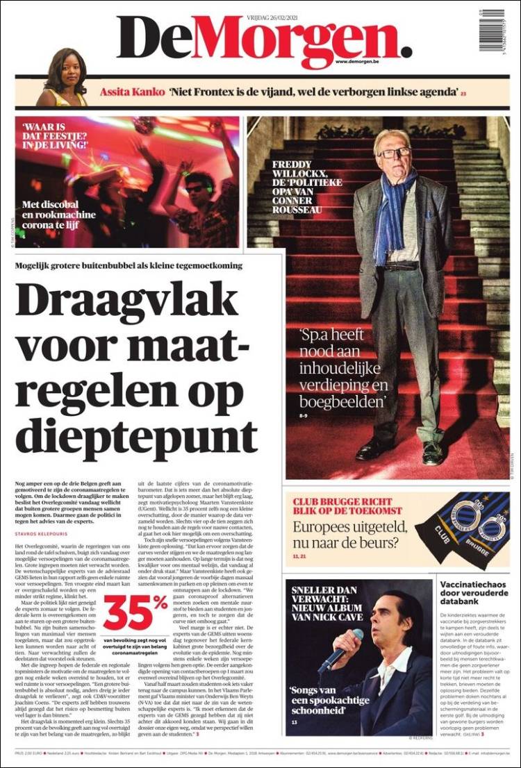 Portada de De Morgen (B&eacute;lgica)