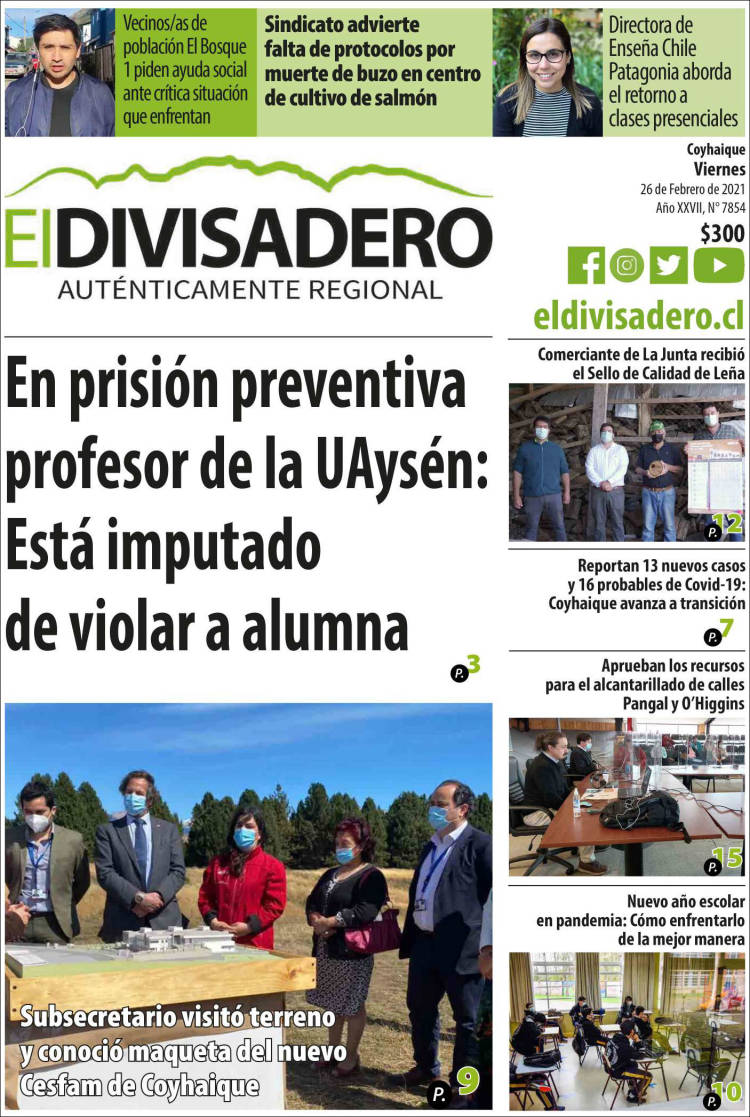 Portada de Diario El Divisadero (Chile)