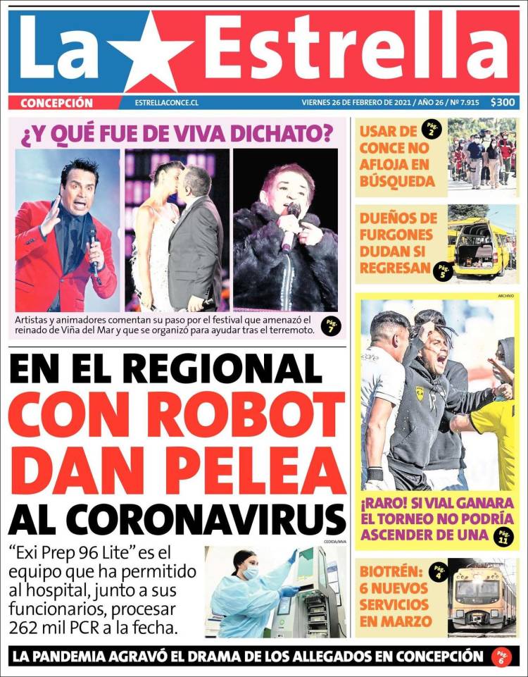 Portada de La Estrella de Concepción (Chile)