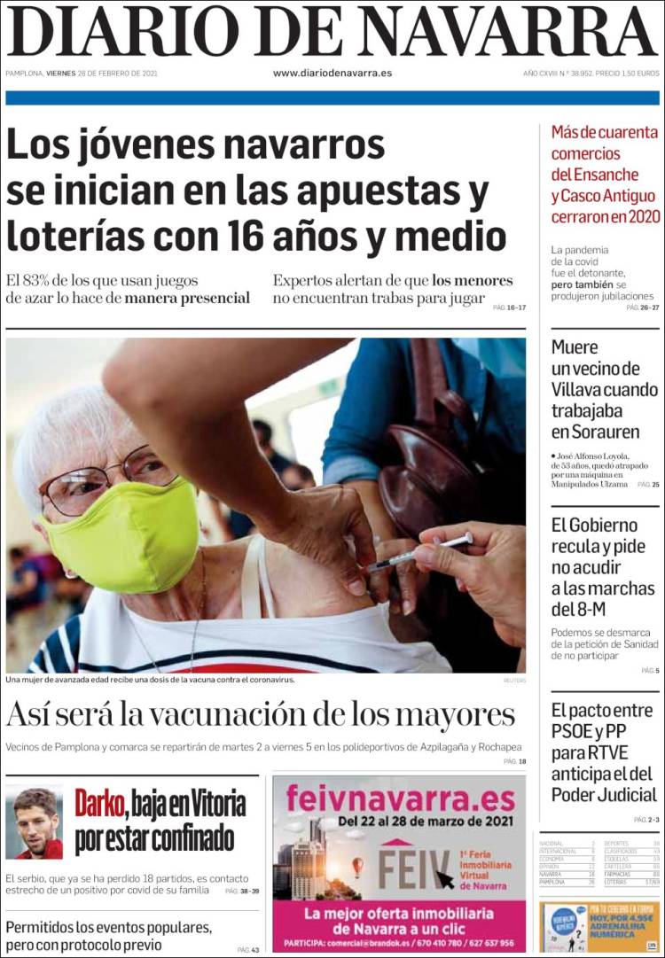 Portada de Diario de Navarra (Espa&ntilde;a)