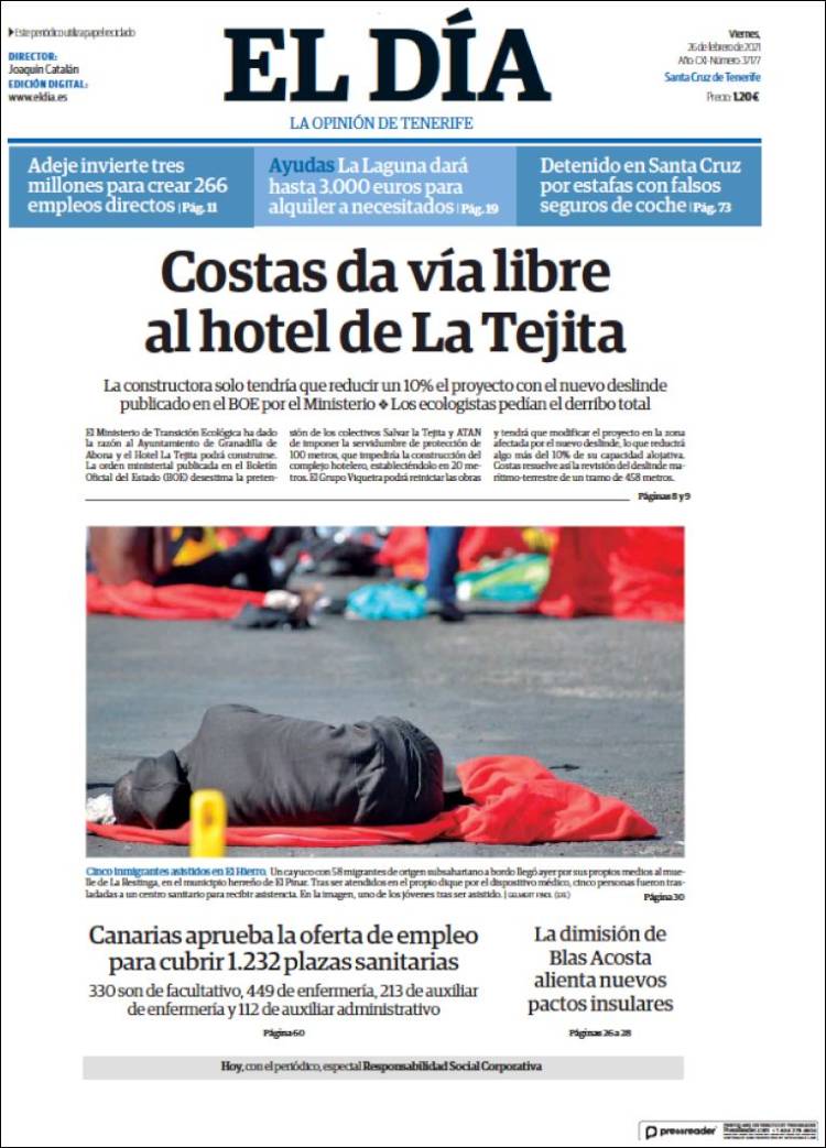 Portada de El Día (Espa&ntilde;a)