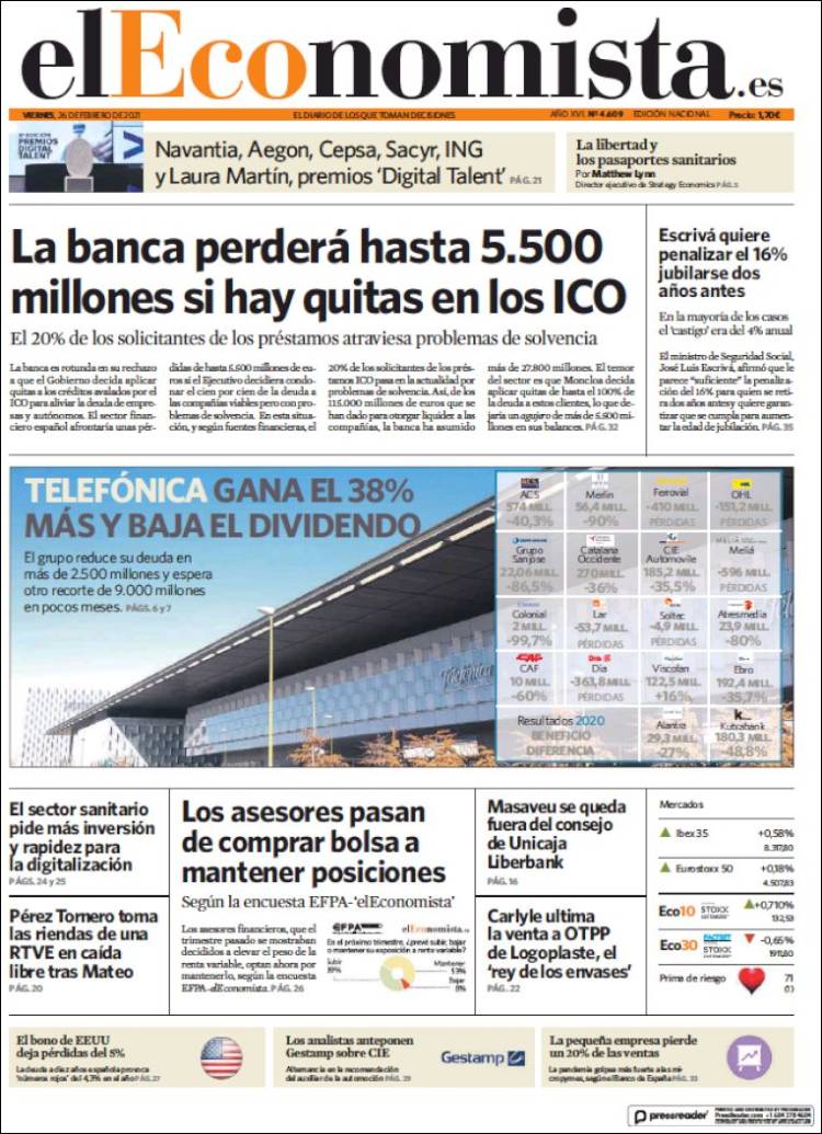 Portada de El Economista (Espa&ntilde;a)