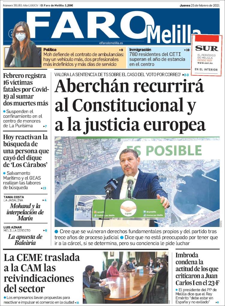 Portada de El Faro de Melilla (Espa&ntilde;a)