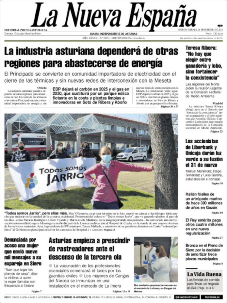 Portada de La Nueva España (Espa&ntilde;a)