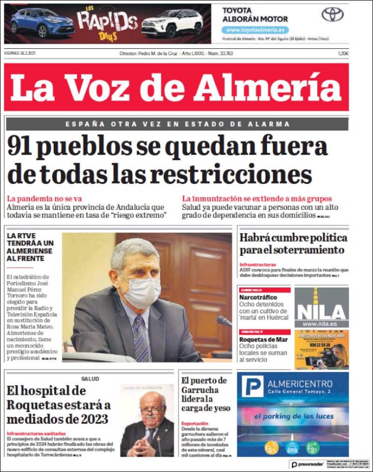 Portada de La Voz de Almería (Espa&ntilde;a)