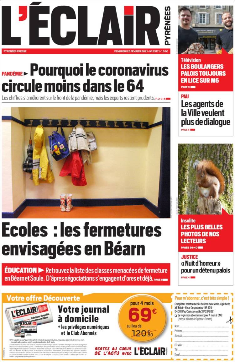 Portada de L'Eclair des Pyrénées (Francia)