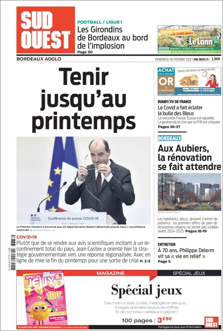 Portada de Sud Ouest (Francia)