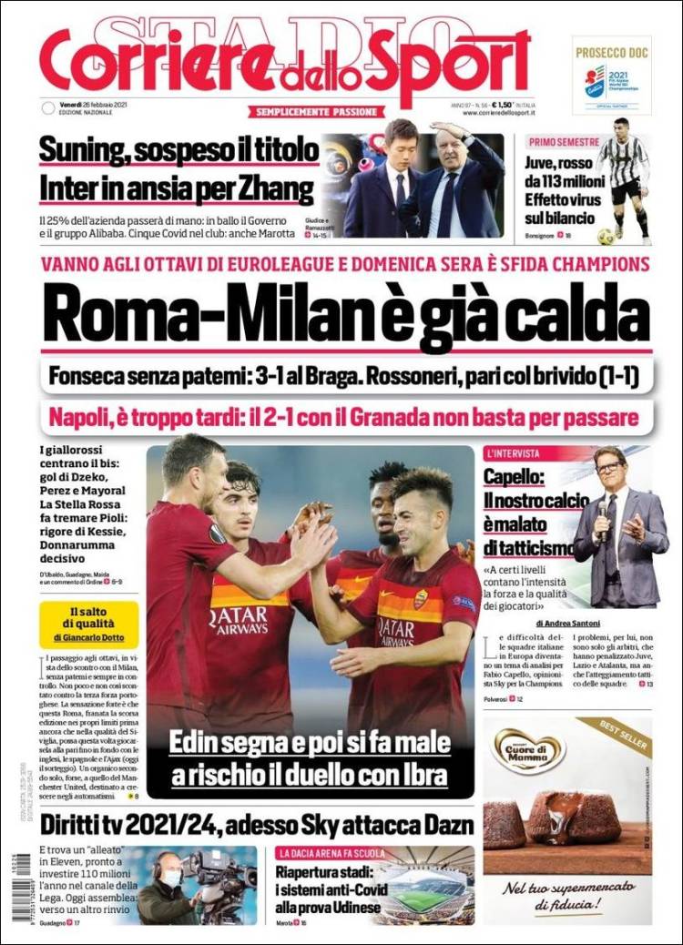 Portada de Corriere dello Sport (Italia)