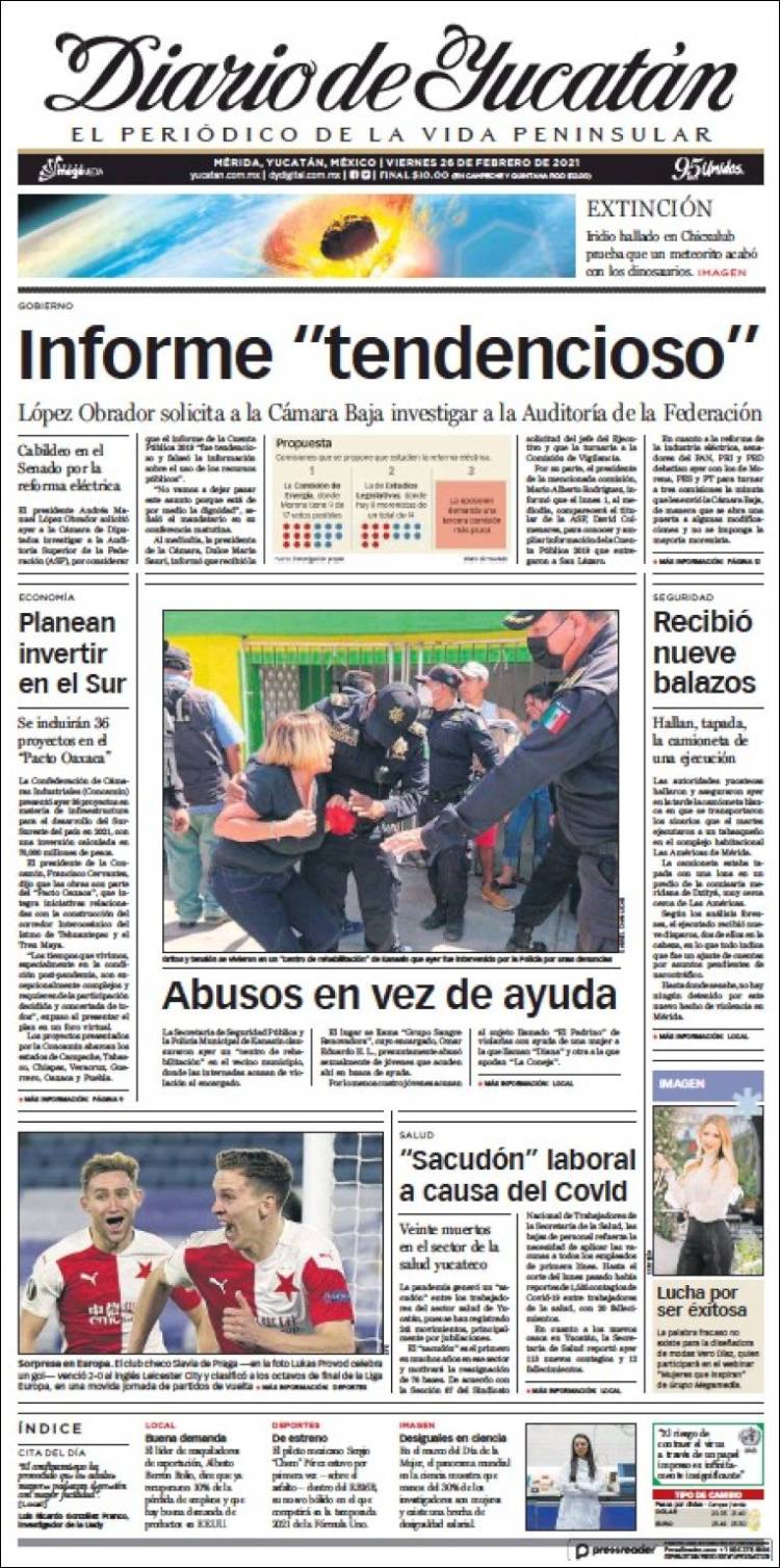 Portada de Diario de Yucatán (México)