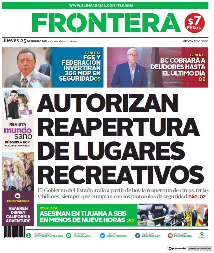 Portada de Frontera (México)