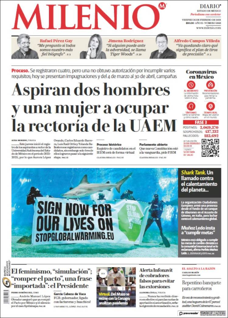 Portada de Milenio - Estado de México (México)