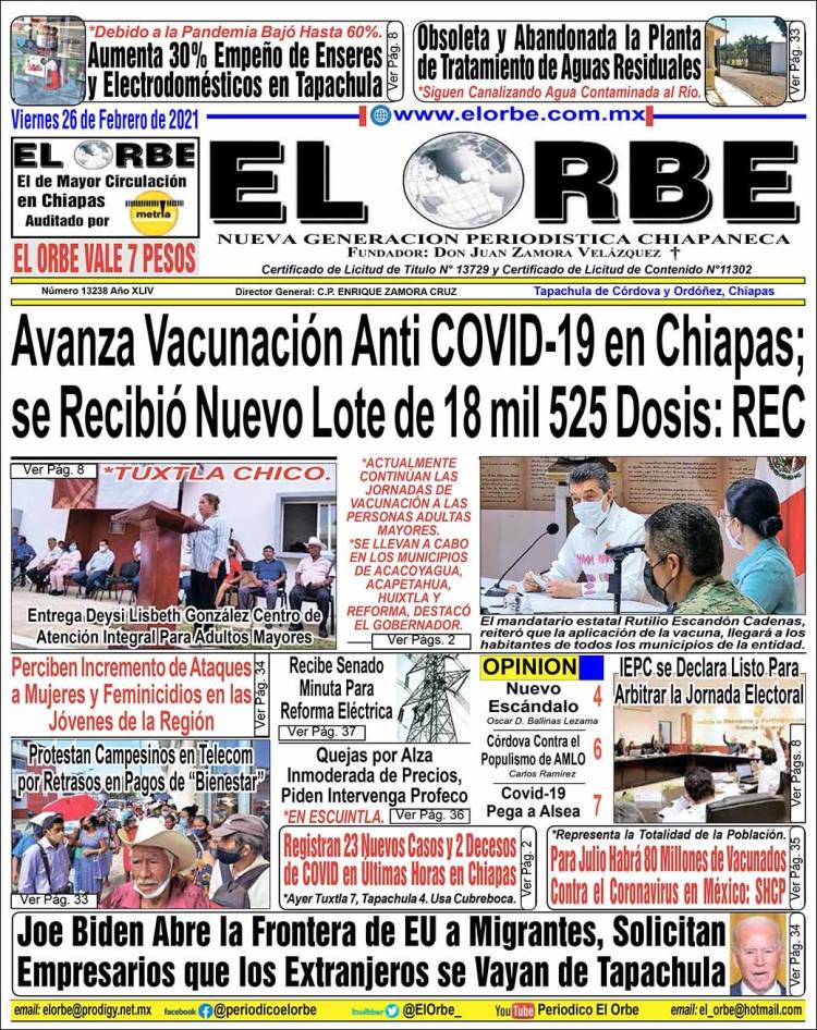Portada de El Orbe (México)