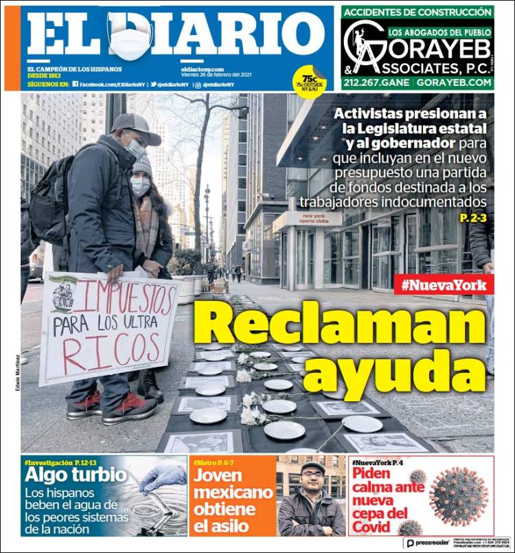 Portada de El Diario NY (USA)